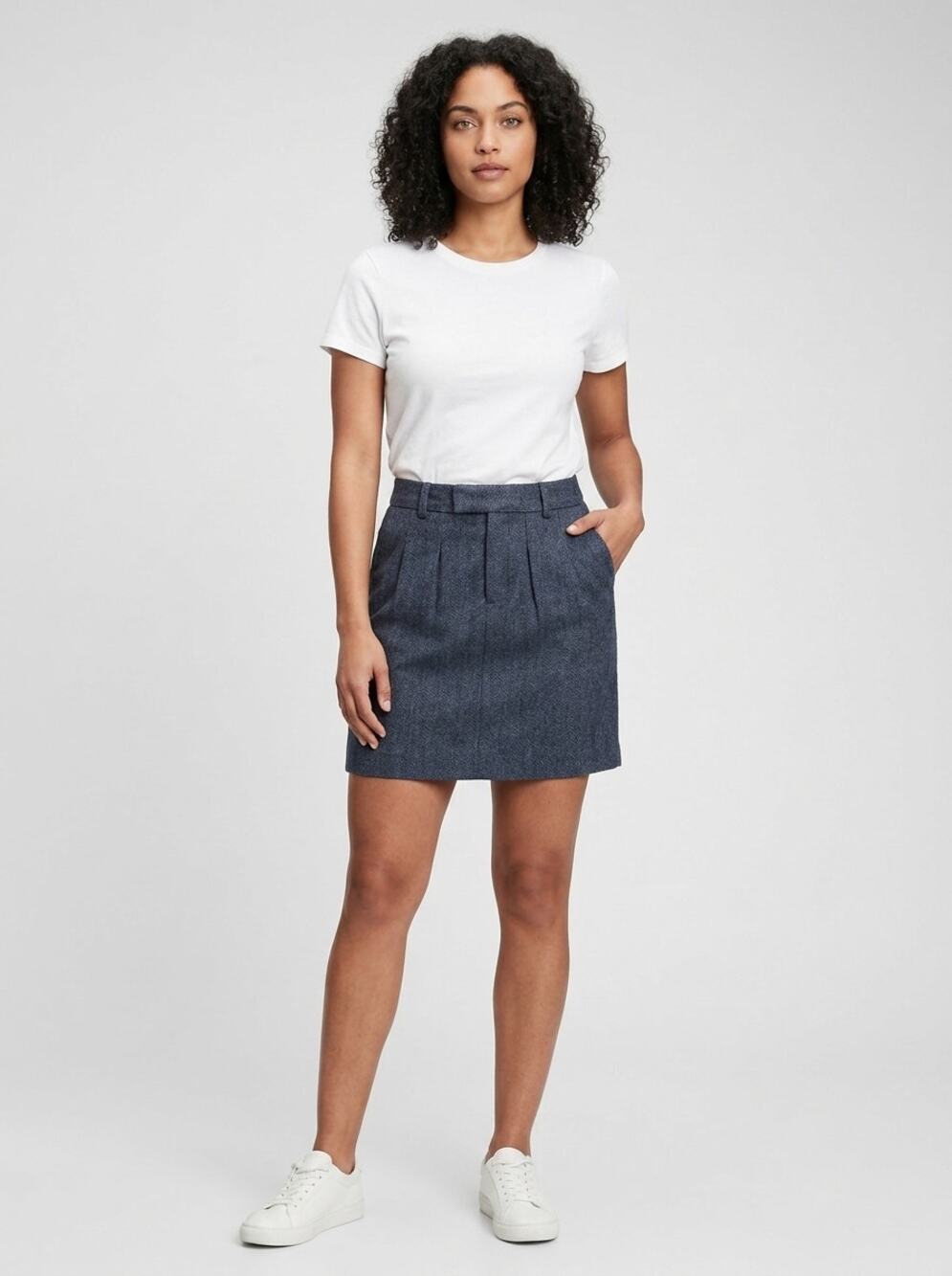 Gap Wool Blend Blue Pencil Mini Tweed Lined Skirt Women Size 0